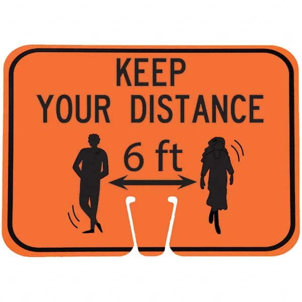 PRO-SAFE - "Notice - Keep Your Distance 6'", 12-1/2" Wide x 10-1/2" High, ABS Safety Sign - Exact Tool & Supply