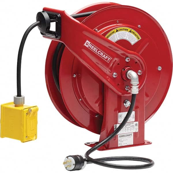 Reelcraft - Cord & Cable Reels End Type: Duplex Outlet Box with GFCI Cable Length (Feet): 75 - Exact Tool & Supply