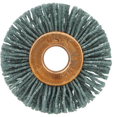 1-1/8″ Small Diameter Nylox Wheel Brush, .022/120SC Crimped Fill, 1/4″ Arbor Hole - Exact Tool & Supply