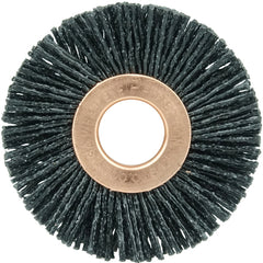 2″ Diameter - Small Diameter Wheel Brush - 0.055″/80 Grit - 1/2″ Arbor - Exact Tool & Supply