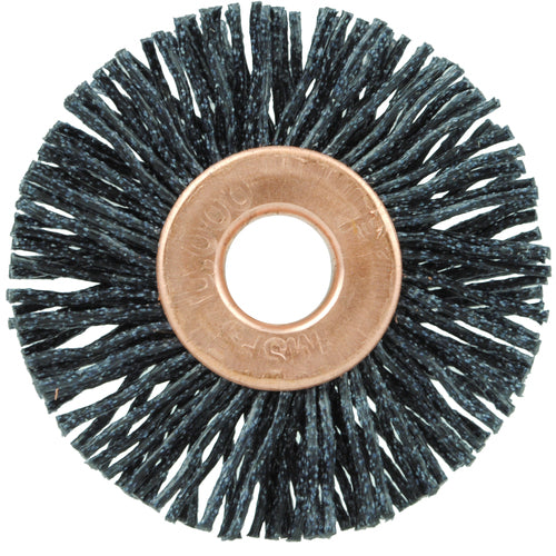 1 1/4″ Diameter - Small Diameter Wheel Brush - 0.026″/120 Grit - 1/4″ Arbor - Exact Tool & Supply