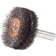 1-1/4″ Stem-Mounted Crimped Wire Wheel, .006″ Steel Fill, 1/4″ Stem - Exact Tool & Supply