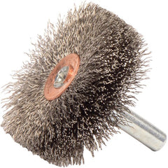 1-3/4″ Stem-Mounted Crimped Wire Wheel, .008″ Stainless Steel Fill, 1/4″ Stem - Exact Tool & Supply