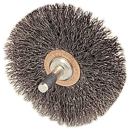 2-1/2″ Stem-Mounted Crimped Wire Wheel, .006″ Steel Fill, 1/4″ Stem - Exact Tool & Supply