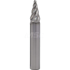 Barrel Cutter End Mills; End Type: Circle Segment Taper Form; Material: Solid Carbide; Taper Angle Per Side: 17.50; Small End Diameter (mm): 1.00; Shank Diameter (mm): 6.0000; Length of Cut (mm): 9.5000; Number of Flutes: 3; Helix Angle: 20.00; Finish/Coa