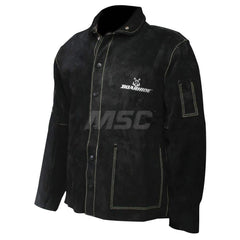 Coat: Heat-Resistant & Welding, Size 2X-Large, Pigskin Leather Black, Men, Snaps Closure, 52 to 54″ Chest, 2 Pocket