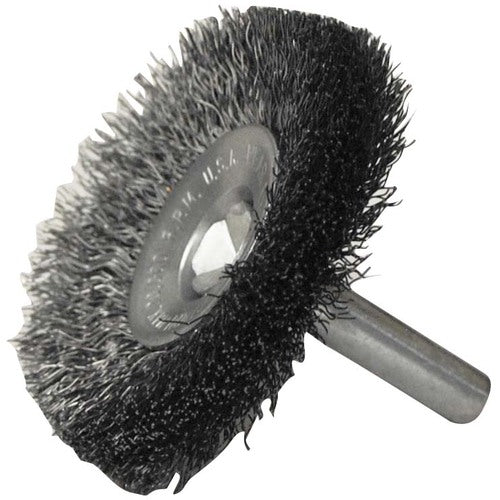 2″ Stem-Mounted Concave Crimped Wire Wheel, .008″ Steel Fill, 1/4″ Stem - Exact Tool & Supply