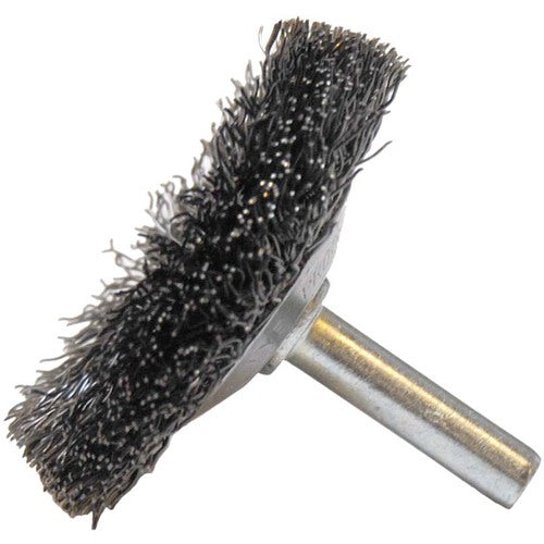 2″ Stem-Mounted Concave Crimped Wire Wheel, .014″ Steel Fill, 1/4″ Stem - Exact Tool & Supply