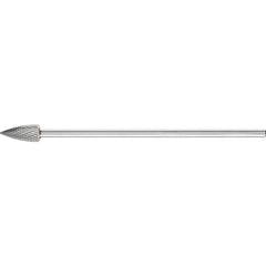 PFERD - SG-5L6, 1/2" Cut Diam, 1/4" Shank Diam, Carbide Double Cut Tree with Pointed End Burr - Exact Tool & Supply