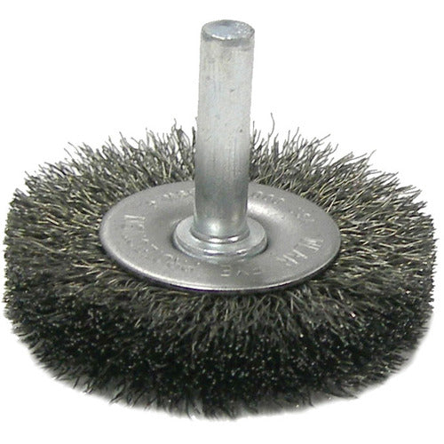 2″ Stem-Mounted Crimped Wire Radial Wheel, .020″ Steel Fill, 1/4″ Stem - Exact Tool & Supply
