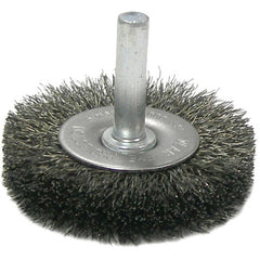 2″ Stem-Mounted Crimped Wire Radial Wheel, .020″ Steel Fill, 1/4″ Stem - Exact Tool & Supply