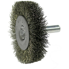 2″ Stem-Mounted Crimped Wire Radial Wheel, .008″ Stainless Steel Fill, 1/4″ Stem - Exact Tool & Supply