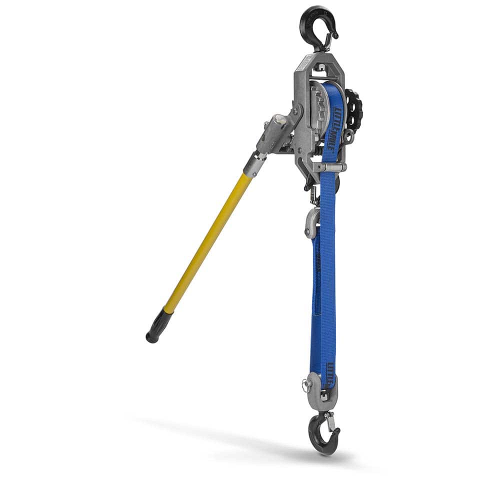 Little Mule - Manual Hoists-Chain, Rope & Strap; Type: Lever ; Lifting Material: Strap ; Capacity (Lb.): 2000 ; Lift Height (Feet): 11 ; Lift Height (Inch): 132 ; Minimum Headroom: 27.0 - Exact Tool & Supply