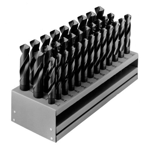 ‎1/2-1 RHS / RHC HSS 118 Degree Radial Point Silver & Deming Reduced Shank Drill Set - Steam Oxide - Exact Tool & Supply
