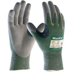 ‎18-570/XS Gloves for Cut Protection - MaxiCut - Green 15G Eng Yarn Shell - Gray Nitrile MicroFoam Grip - A2 - Exact Tool & Supply
