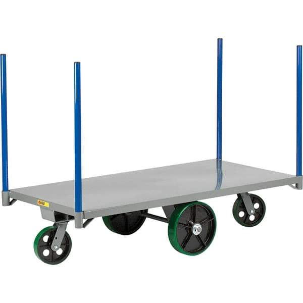 Little Giant - 4,000 Lb Capacity Steel Pipe Stake Truck - Steel Deck, 30" OAW, 60" Platform Length, Polyurethane Casters - Exact Tool & Supply