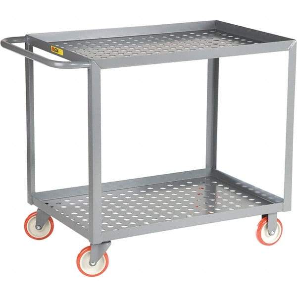 Little Giant - 1,200 Lb Capacity, 24" Wide x 36" Long x 35" High Service Cart - 2 Shelf, Steel, Polyurethane Casters - Exact Tool & Supply