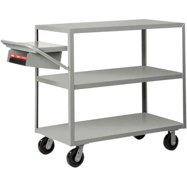 Little Giant - 3,600 Lb Capacity, 30" Wide x 48" Long x 45" High Order Picking Cart - 3 Shelf, Steel, Phenolic Casters - Exact Tool & Supply