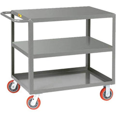 Little Giant - 2,000 Lb Capacity, 30" Wide x 48" Long x 36" High Service Cart - Steel, Polyurethane Casters - Exact Tool & Supply