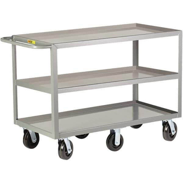 Little Giant - 3,600 Lb Capacity, 30" Wide x 60" Long x 36" High Cart - 3 Shelf, Steel, Phenolic Casters - Exact Tool & Supply