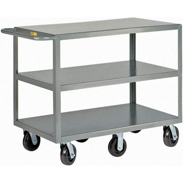 Little Giant - 3,600 Lb Capacity, 30" Wide x 60" Long x 36" High Cart - 3 Shelf, Steel, Phenolic Casters - Exact Tool & Supply