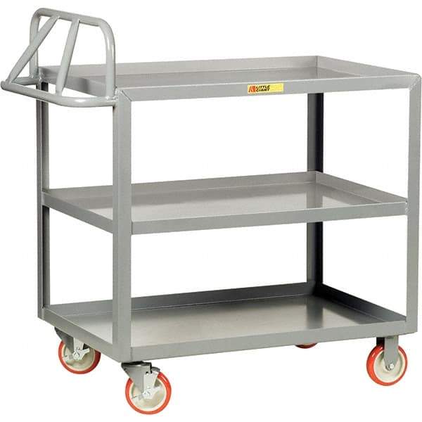Little Giant - 1,200 Lb Capacity, 24" Wide x 36" Long x 35" High Cart - 3 Shelf, Steel, Polyurethane Casters - Exact Tool & Supply