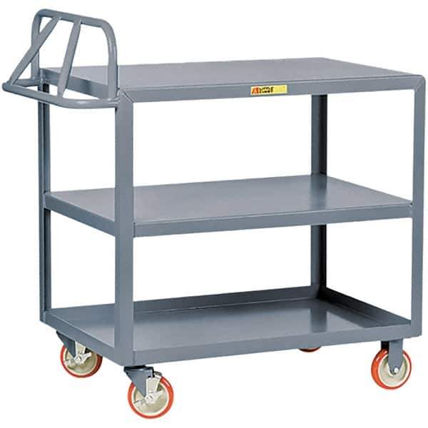 Little Giant - 1,200 Lb Capacity, 30" Wide x 48" Long x 35" High Cart - 3 Shelf, Steel, Polyurethane Casters - Exact Tool & Supply