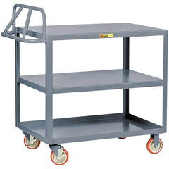 Little Giant - 1,200 Lb Capacity, 30" Wide x 48" Long x 35" High Cart - 3 Shelf, Steel, Polyurethane Casters - Exact Tool & Supply
