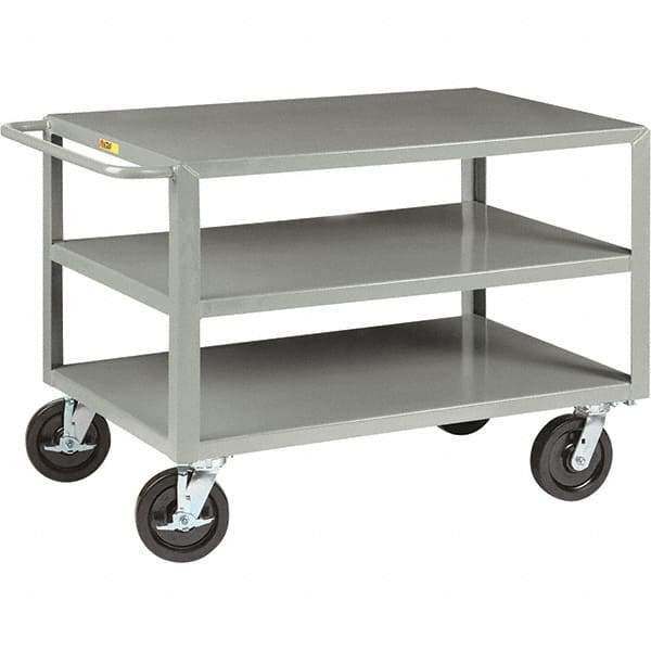 Little Giant - 5,000 Lb Capacity, 36" Wide x 72" Long x 36" High Cart - 3 Shelf, Steel, Phenolic Casters - Exact Tool & Supply