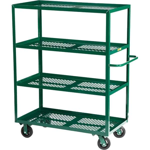 Little Giant - 1,600 Lb Capacity Steel Platform Truck - Steel Deck, 24" OAW, 48" Platform Length, Mold On Rubber Casters - Exact Tool & Supply