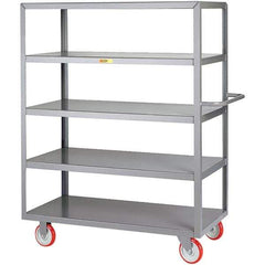 Little Giant - 1,200 Lb Capacity, 18" Wide x 32" Long x 61-1/2" High Service Cart - 5 Shelf, Steel, Polyurethane Casters - Exact Tool & Supply