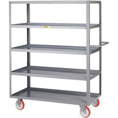 Little Giant - 1,200 Lb Capacity, 24" Wide x 36" Long x 62" High Service Cart - 5 Shelf, Steel, Polyurethane Casters - Exact Tool & Supply