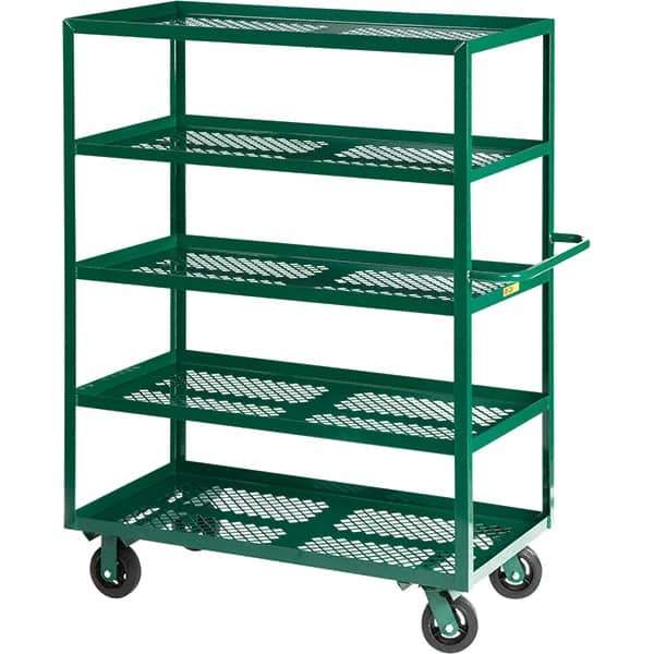 Little Giant - 2,000 Lb Capacity Steel Platform Truck - Steel Deck, 30" OAW, 60" Platform Length, Mold On Rubber Casters - Exact Tool & Supply