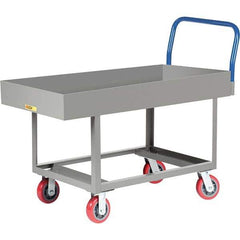 Little Giant - 2,000 Lb Capacity Steel Platform Truck - Steel Deck, 24" OAW, 61-1/2" Platform Length, Polyurethane Casters - Exact Tool & Supply