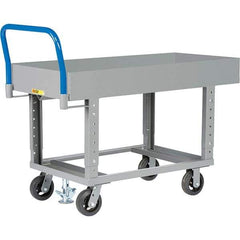 Little Giant - 2,000 Lb Capacity Steel Platform Truck - Steel Deck, 24" OAW, 61-1/2" Platform Length, Mold On Rubber Casters - Exact Tool & Supply