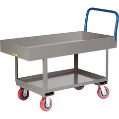 Little Giant - 2,000 Lb Capacity Steel Platform Truck - Steel Deck, 30" OAW, 61-1/2" Platform Length, Polyurethane Casters - Exact Tool & Supply