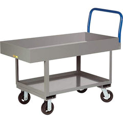 Little Giant - 2,000 Lb Capacity Steel Platform Truck - Steel Deck, 24" OAW, 61-1/2" Platform Length, Mold On Rubber Casters - Exact Tool & Supply