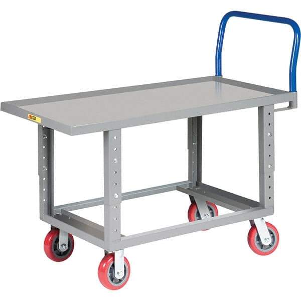 Little Giant - 2,000 Lb Capacity Steel Platform Truck - Steel Deck, 24" OAW, 49-1/2" Platform Length, Polyurethane Casters - Exact Tool & Supply
