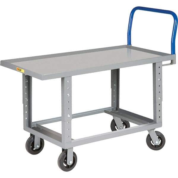 Little Giant - 2,000 Lb Capacity Steel Platform Truck - Steel Deck, 24" OAW, 60" Platform Length, Mold On Rubber Casters - Exact Tool & Supply