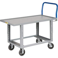 Little Giant - 2,000 Lb Capacity Steel Platform Truck - Steel Deck, 24" OAW, 60" Platform Length, Mold On Rubber Casters - Exact Tool & Supply