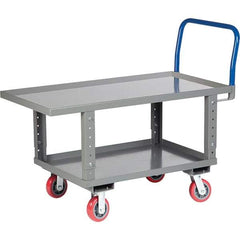 Little Giant - 2,000 Lb Capacity Steel Platform Truck - Steel Deck, 24" OAW, 49-1/2" Platform Length, Polyurethane Casters - Exact Tool & Supply