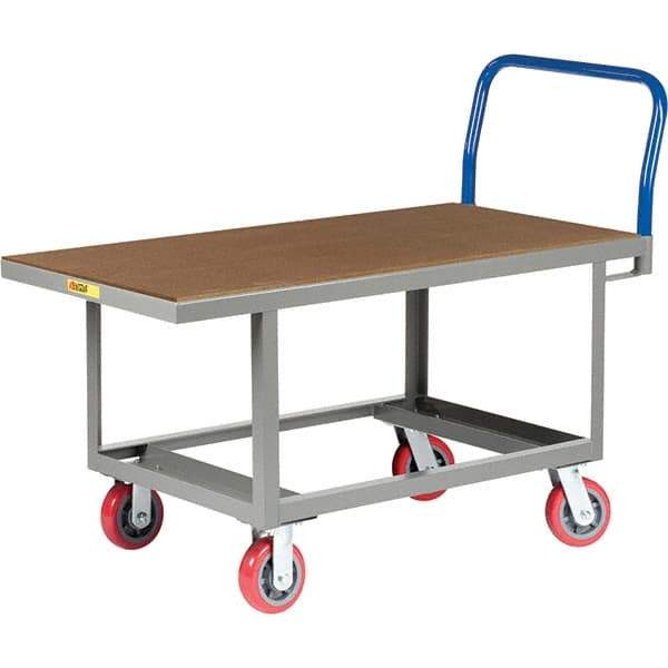 Little Giant - 2,000 Lb Capacity Steel Platform Truck - Steel Deck, 30" OAW, 61-1/2" Platform Length, Polyurethane Casters - Exact Tool & Supply