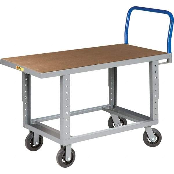 Little Giant - 2,000 Lb Capacity Steel Platform Truck - Steel Deck, 24" OAW, 48" Platform Length, Mold On Rubber Casters - Exact Tool & Supply