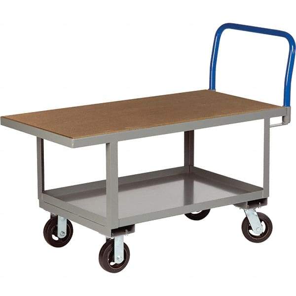Little Giant - 2,000 Lb Capacity Steel Platform Truck - Steel Deck, 24" OAW, 60" Platform Length, Mold On Rubber Casters - Exact Tool & Supply