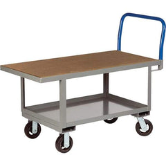Little Giant - 2,000 Lb Capacity Steel Platform Truck - Steel Deck, 24" OAW, 60" Platform Length, Mold On Rubber Casters - Exact Tool & Supply