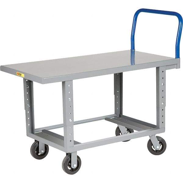 Little Giant - 2,000 Lb Capacity Steel Platform Truck - Steel Deck, 24" OAW, 48" Platform Length, Mold On Rubber Casters - Exact Tool & Supply