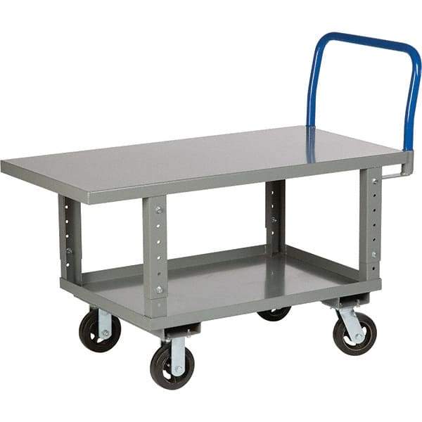 Little Giant - 2,000 Lb Capacity Steel Platform Truck - Steel Deck, 30" OAW, 49-1/2" Platform Length, Mold On Rubber Casters - Exact Tool & Supply
