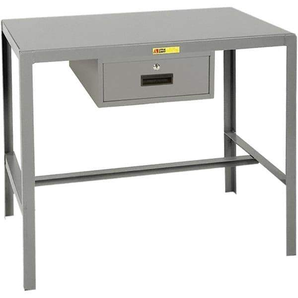 Little Giant - 48 Wide x 24" Deep x 18" High, Steel Machine Work Table with Drawer - Fixed Legs - Exact Tool & Supply