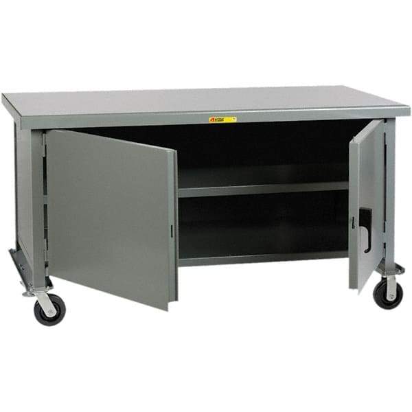 Little Giant - 1 Shelf Mobile Storage Cabinet - Steel, 60" Wide x 30" Deep x 37-1/2" High - Exact Tool & Supply