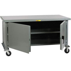 Little Giant - 1 Shelf Mobile Storage Cabinet - Steel, 60" Wide x 30" Deep x 37-1/2" High - Exact Tool & Supply